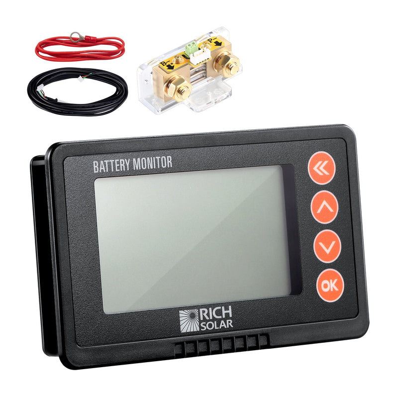 Rich Solar 500 Amp Battery Monitor with Shunt 8~120V 500A Battery Monitor with Shunt