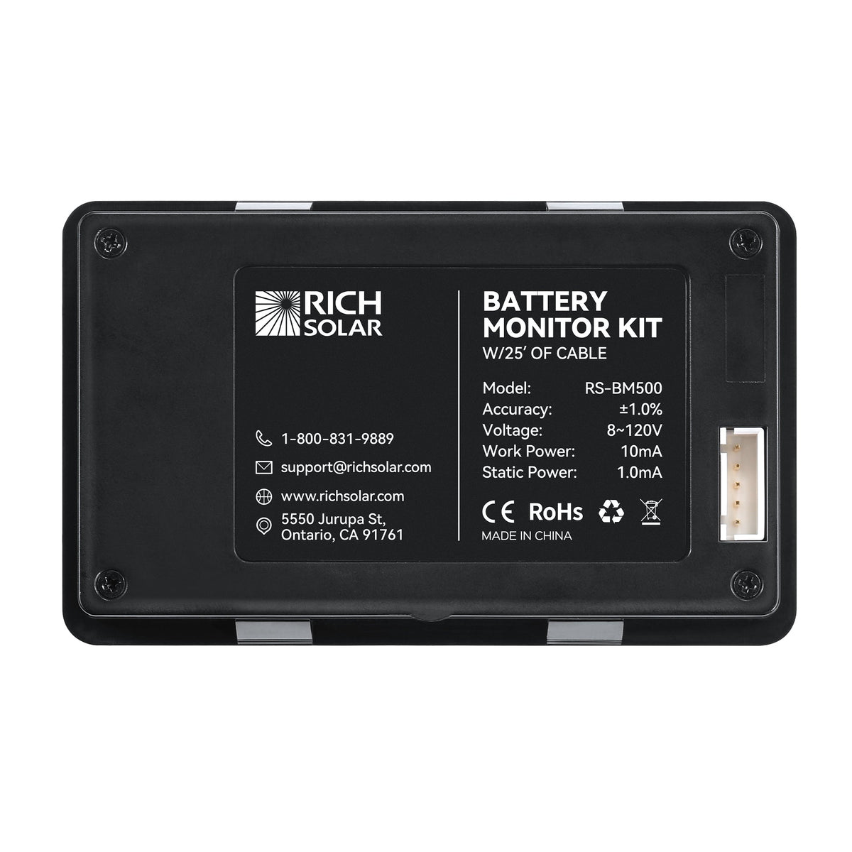 Rich Solar 500 Amp Battery Monitor with Shunt 8~120V 500A Battery Monitor with Shunt