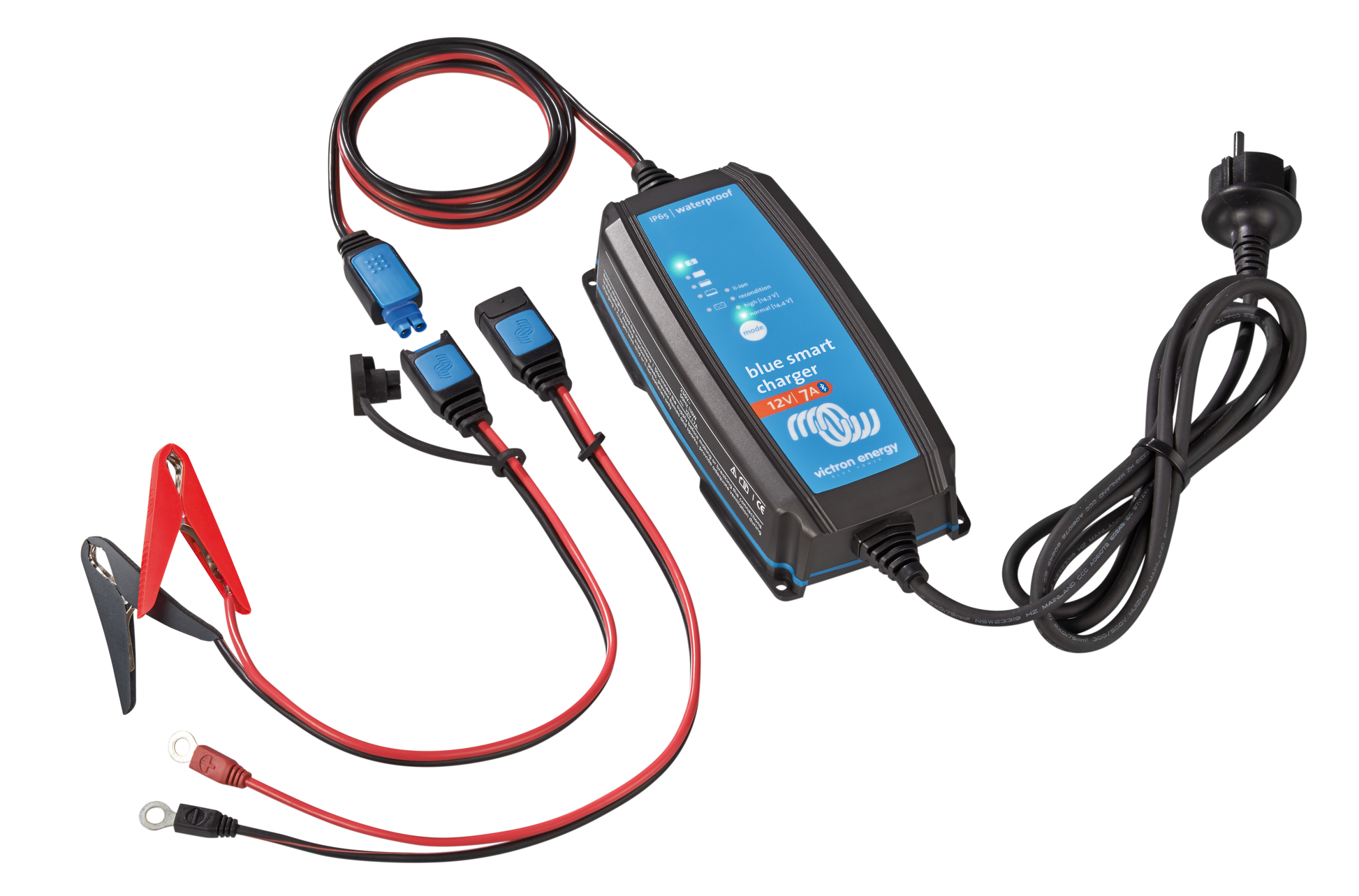 Victron Energy - Blue Smart IP65 Charger + DC connector - 120V | 1 output, natural convection cooling. With NEMA 1-15P plug
