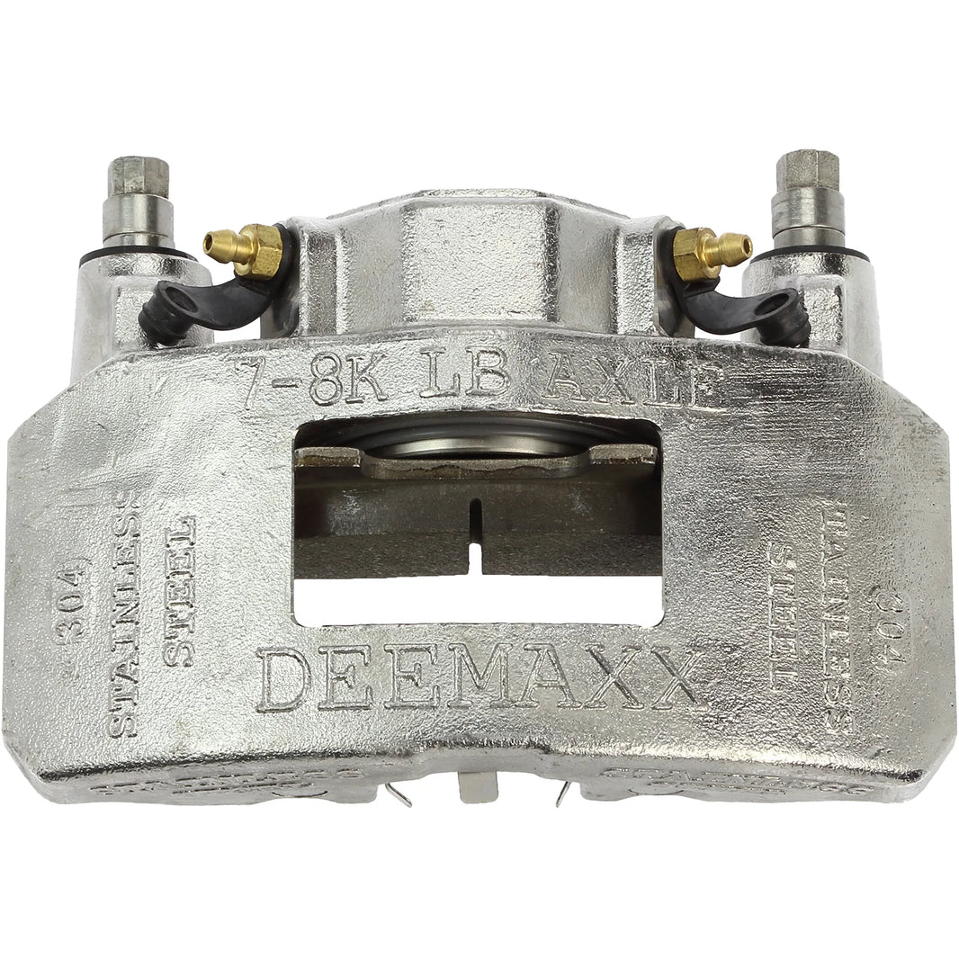 DeeMaxx 7-8K stainless steel disc brake caliper with pads, view 2