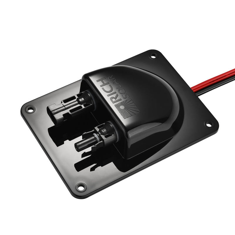 Rich Solar Cable Entry Plate Polypropylene Housing with UL 8AWG 600V Wires for Solar Panels on RVs, Boats, Cabins