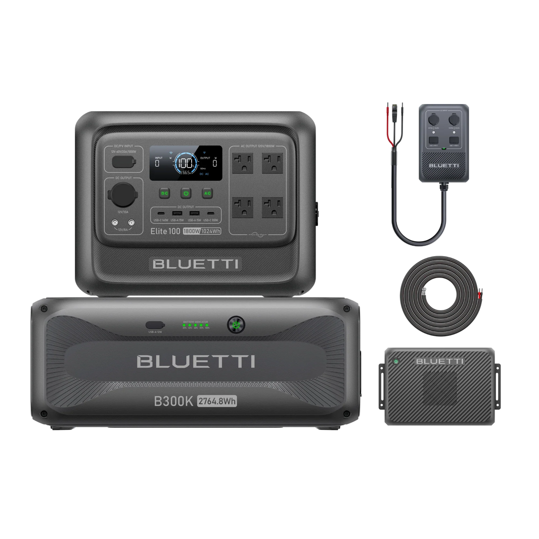 BLUETTI Elite 100 V2 with B300K Charger 2 and DC Hub