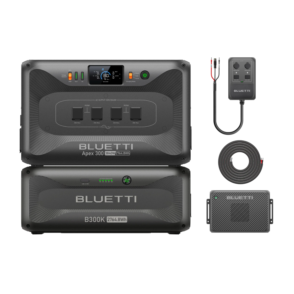 BLUETTI Apex 300 with B300K Charger 2 and DC Hub for RV
