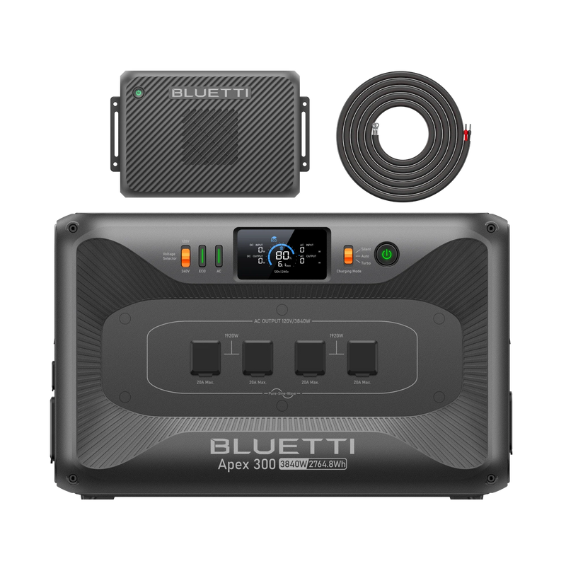 BLUETTI Apex 300 power station with Charger 2 alternator charger