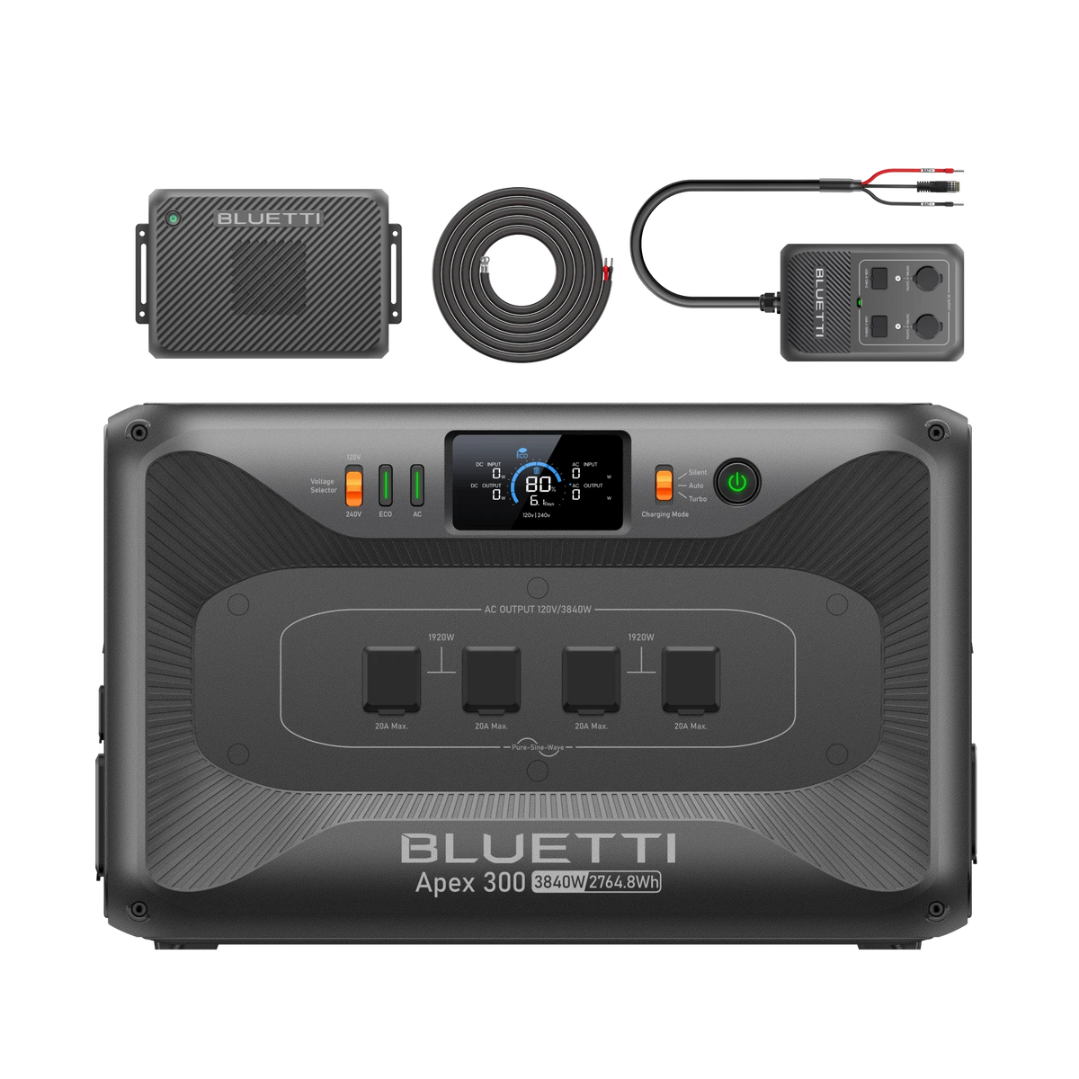 BLUETTI Apex 300 with Charger 2 alternator charger and DC Hub