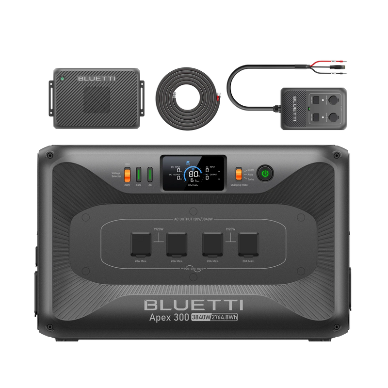 BLUETTI Apex 300 with Charger 2 alternator charger and DC Hub