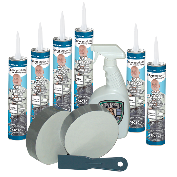 Dicor Seal-Tite Corner Seal Kit, 50 ft (2 Rolls + 6 Clear Cap Sealants)