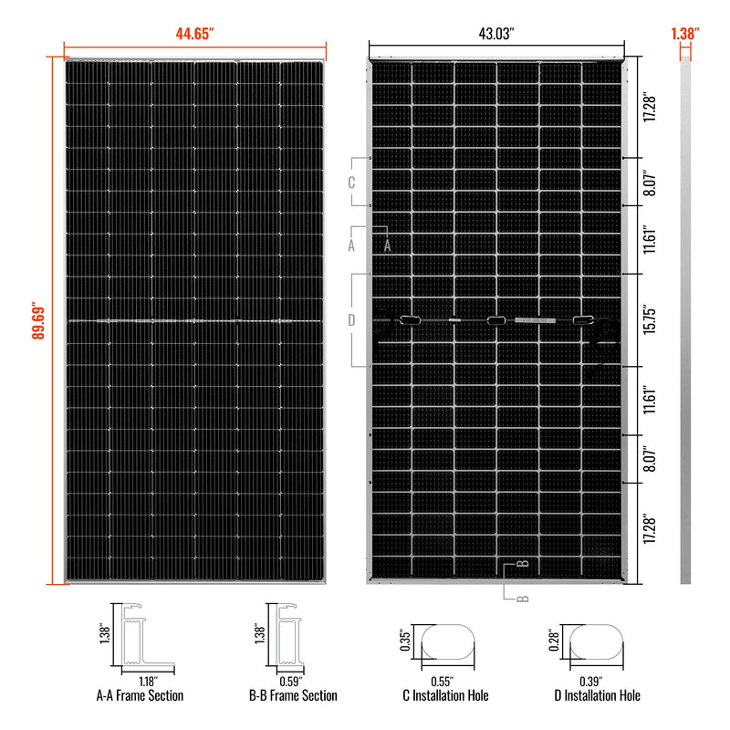 Rich Solar MEGA 550 BIFACIAL 550 Watt Bifacial Solar Panel