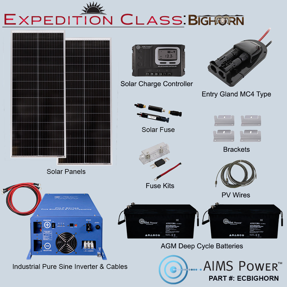 AIMS Power Bighorn Kit: 200W Solar, 2000W Inverter, 5.12kWh Battery