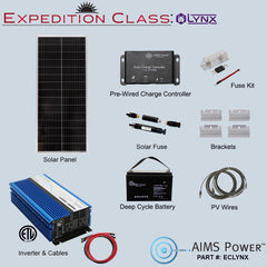 AIMS Power Lynx Kit: 100W Slim Solar, 1000W Inverter, 1.28kWh Battery