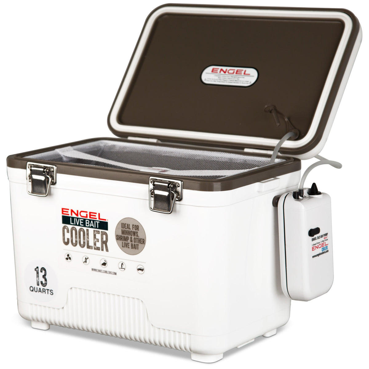 Engel 7.5 Qt Live Bait Cooler with Pull-Out Net and Air Pump