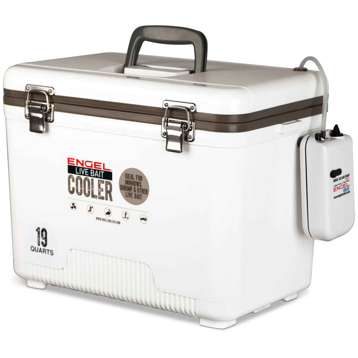 Engel 19 Qt Live Bait Cooler with Pull-Out Net and Air Pump