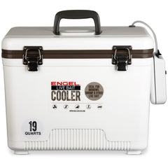 Engel 19 Qt Live Bait Cooler with Pull-Out Net and Air Pump - White