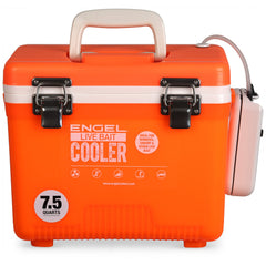 Engel 7.5 Qt Live Bait Cooler with Pull-Out Net and Air Pump - High-Viz Orange