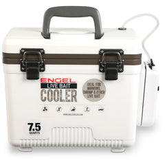 Engel 7.5 Qt Live Bait Cooler with Pull-Out Net and Air Pump - White