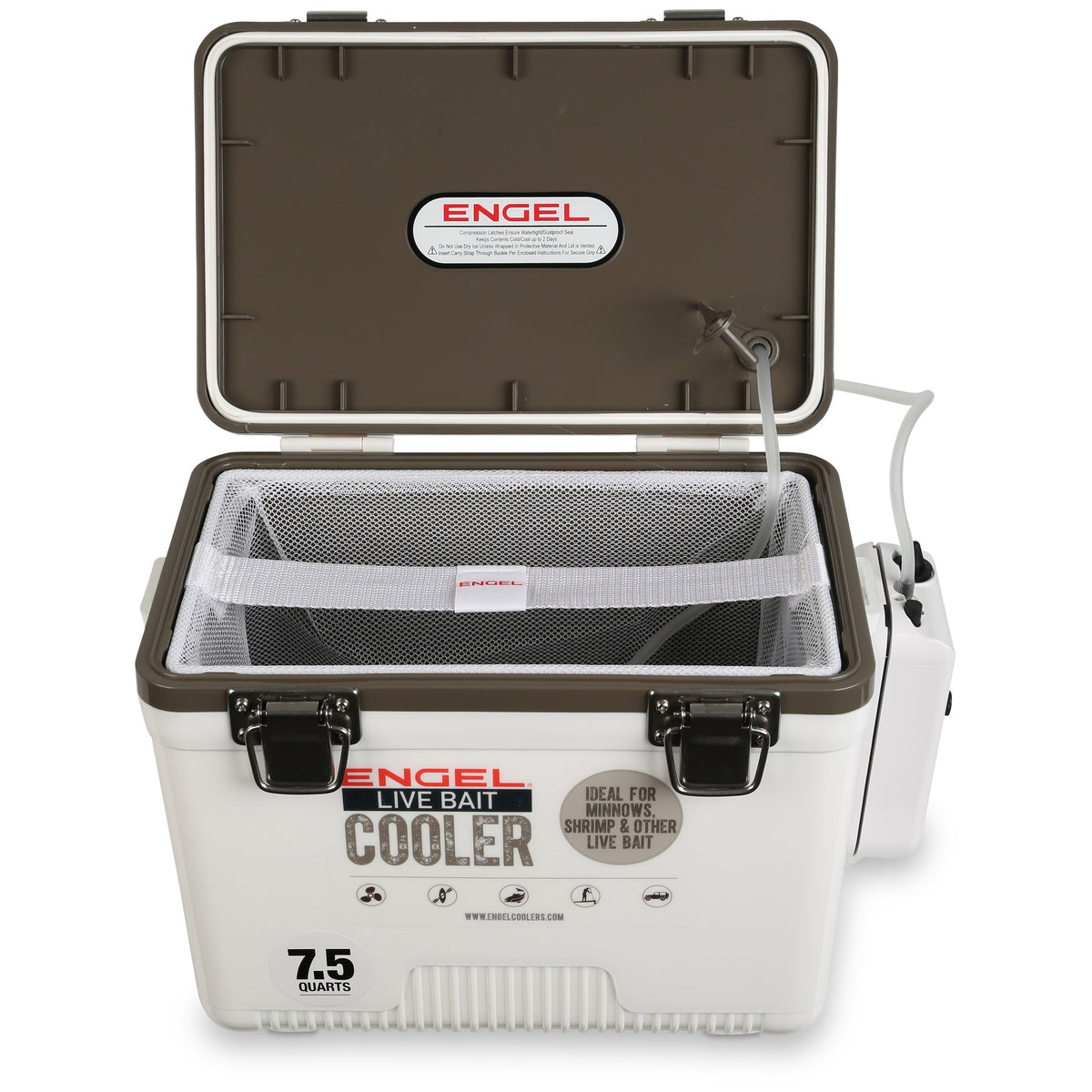 Engel 7.5 Qt Live Bait Cooler with Pull-Out Net and Air Pump