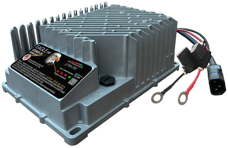 DualPRO Eagle HF ES800 24V 25A 800W Marine On-Board Battery Charger, Ring Terminals with Inline Fuses