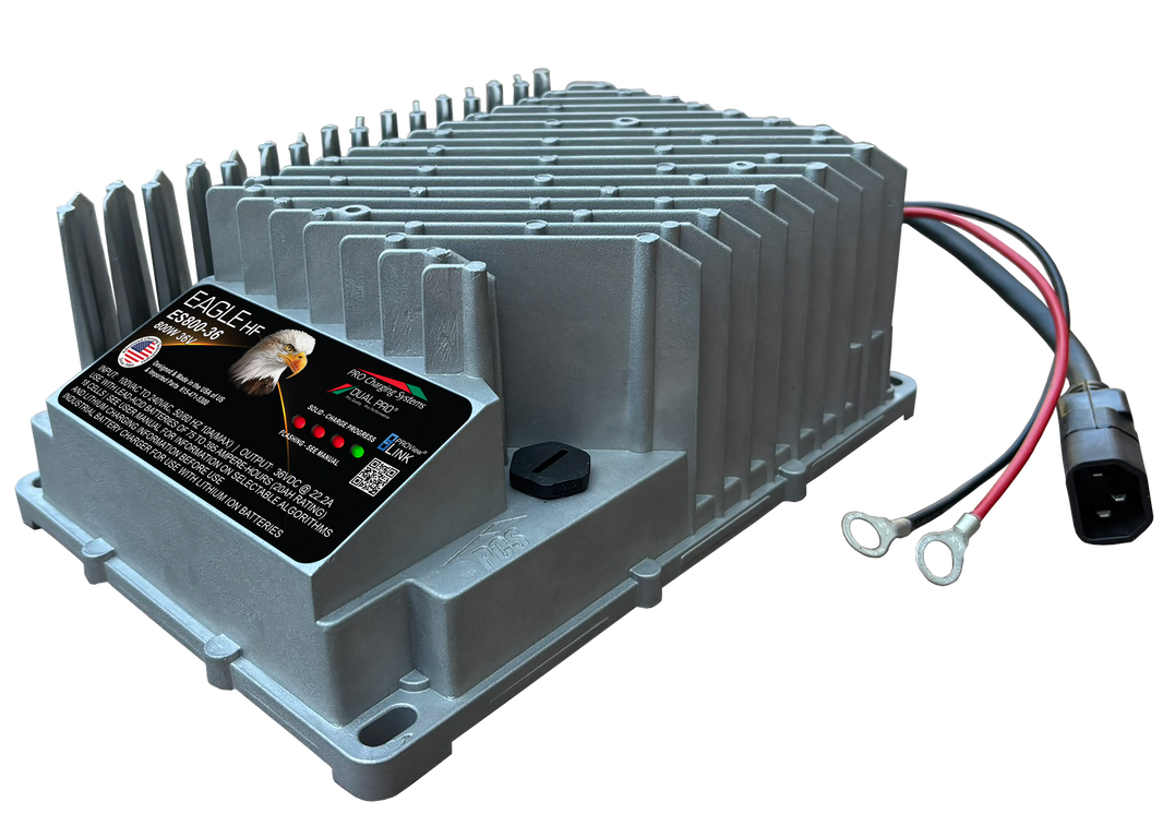 DualPRO Eagle HF ES800 36V 22A 800W On-Board Industrial Battery Charger, Ring Terminals