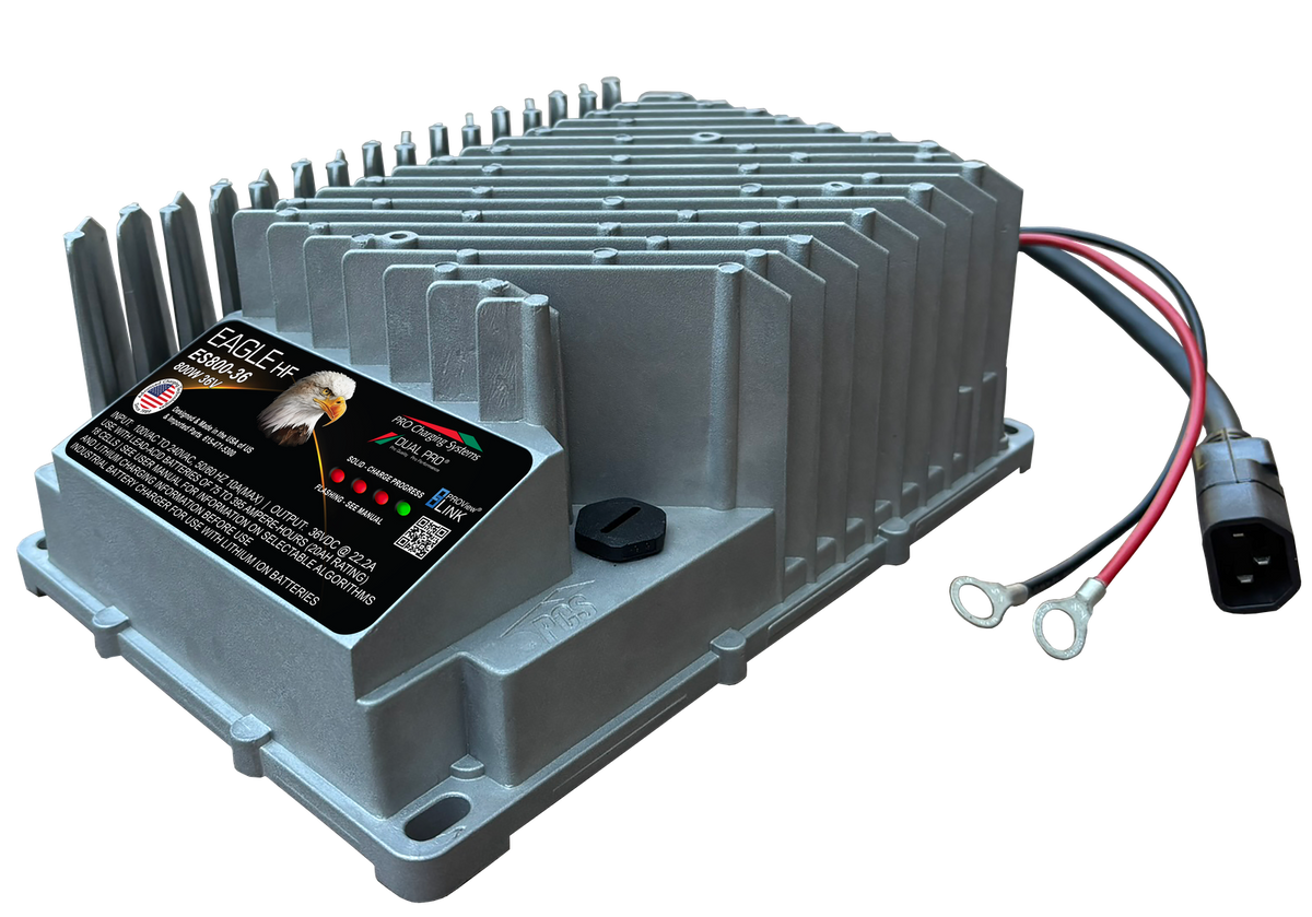 DualPRO Eagle HF ES800 36V 22A 800W On-Board Industrial Battery Charger, Ring Terminals