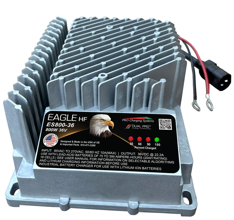 DualPRO Eagle HF ES800 36V 22A 800W On-Board Industrial Battery Charger, Gray SB50 Connector