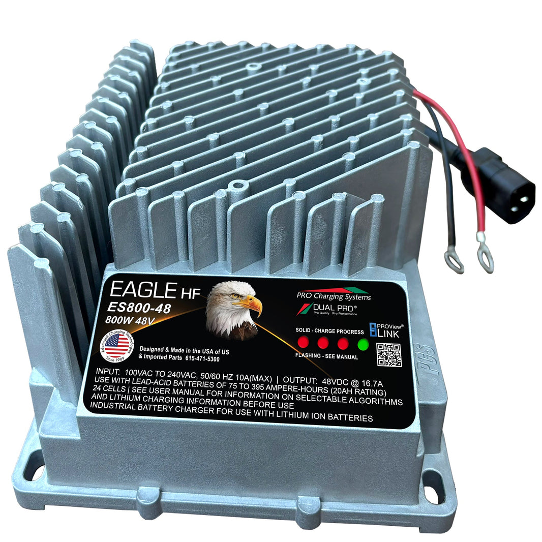 DualPRO Eagle HF ES800 48V 17A 800W On-Board Industrial Battery Charger, Ring Terminals