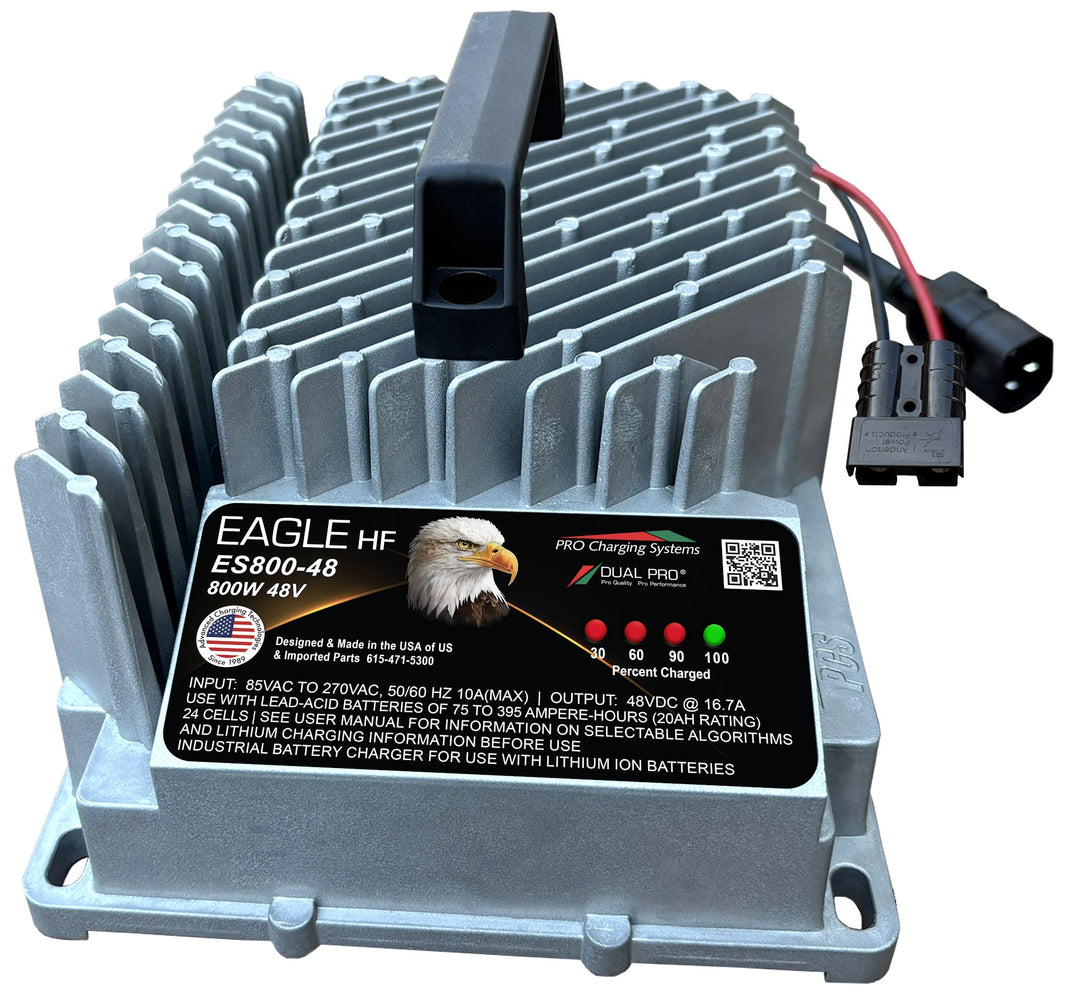 DualPRO Eagle HF ES800 48V 17A 800W Portable Battery Charger, Black SB50 Connector