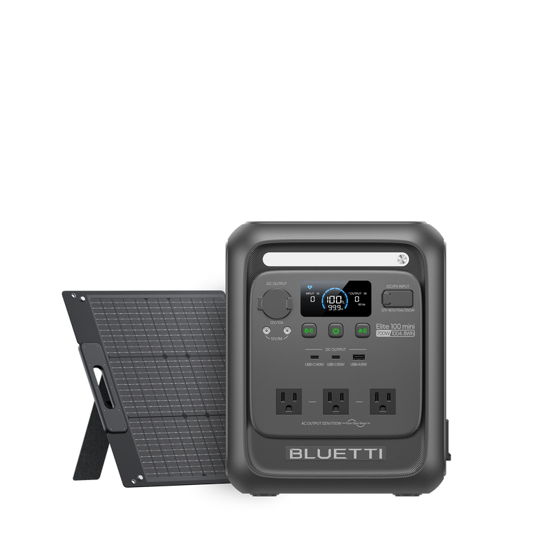 BLUETTI Elite 100 mini power station with 100W solar panel