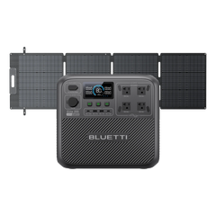 BLUETTI Elite 200 V2 power station beside 200W solar panel