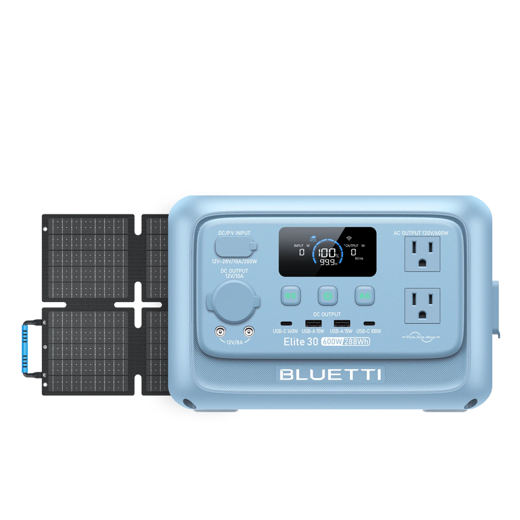 BLUETTI Elite 30 V2 Glacier Blue with 60W solar panel