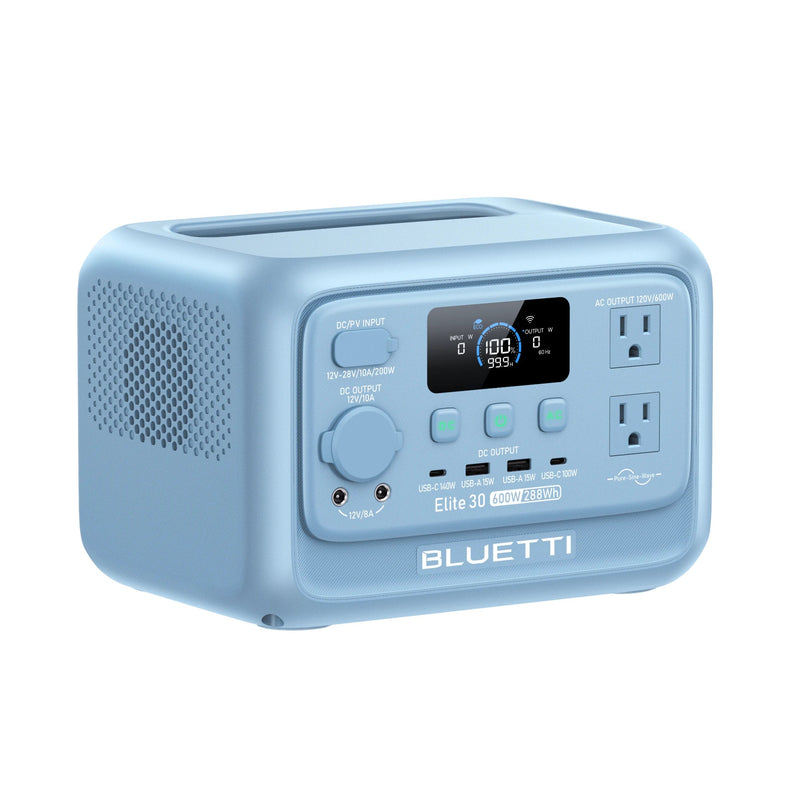 BLUETTI Elite 30 V2 Glacier Blue with 100W solar panel
