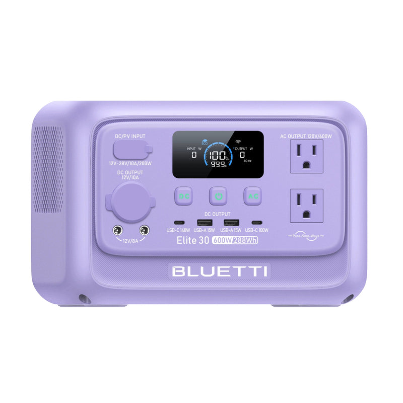 BLUETTI Elite 30 V2 Twilight Glow Purple with 100W solar panel