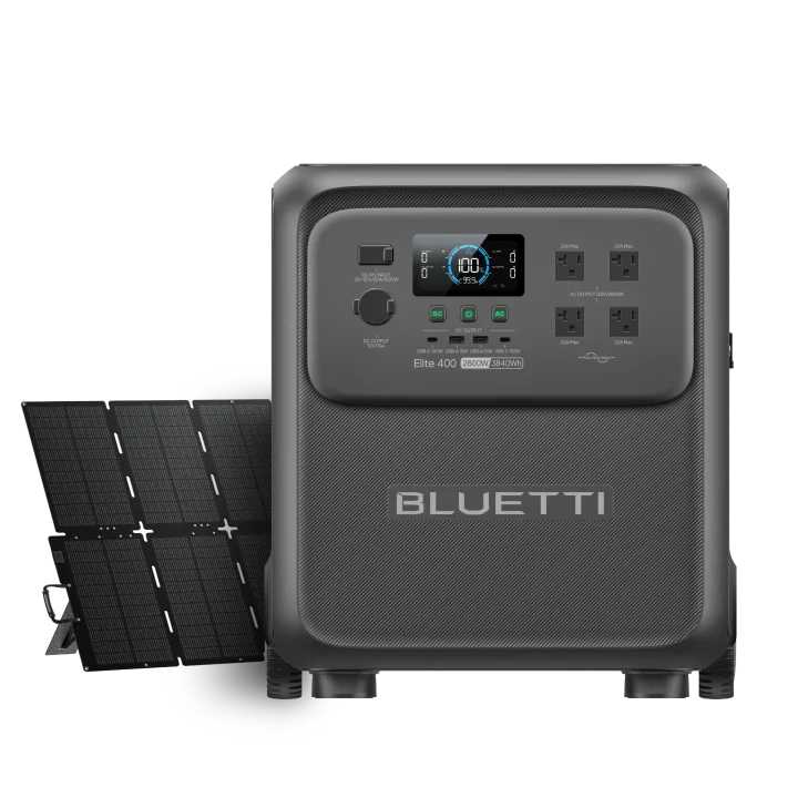 BLUETTI Elite 400 power station with one 500W solar panel