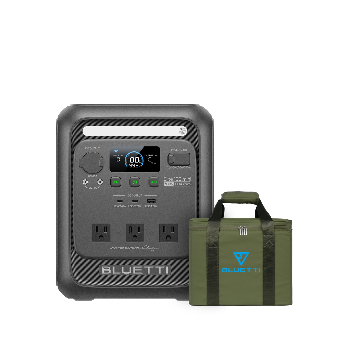 BLUETTI Elite 100 mini power station with carrying bag