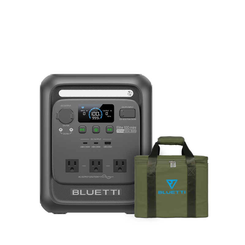BLUETTI Elite 100 mini power station with carrying bag