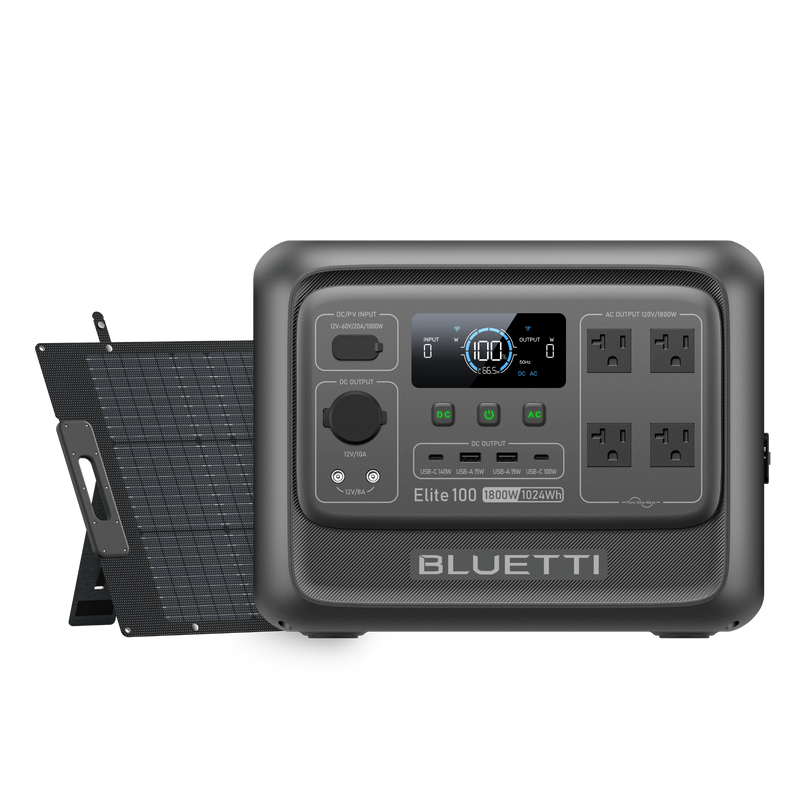 BLUETTI Elite 100 V2 power station with 200W solar panel