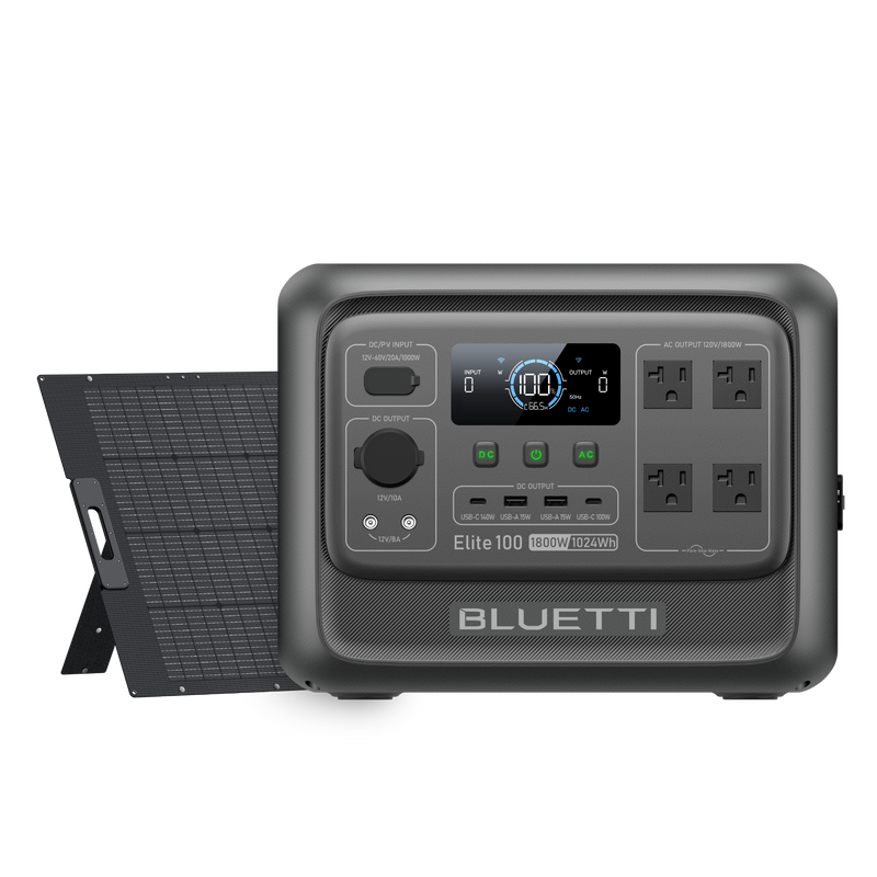 BLUETTI Elite 100 V2 power station with 350W solar panel