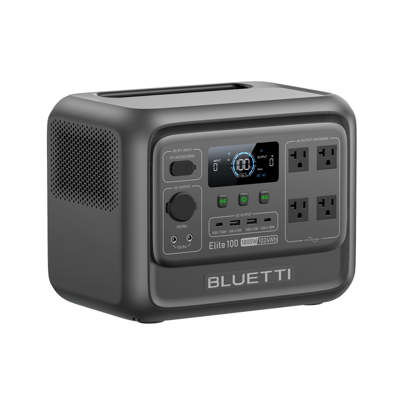 BLUETTI Elite 100 V2 power station with 100W solar panel