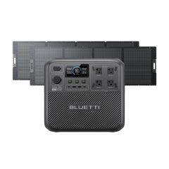 BLUETTI Elite 200 V2 power station with two 350W solar panels