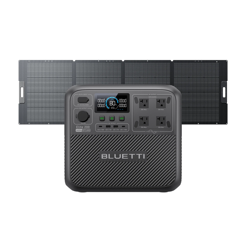 BLUETTI Elite 200 V2 power station with 350W solar panel