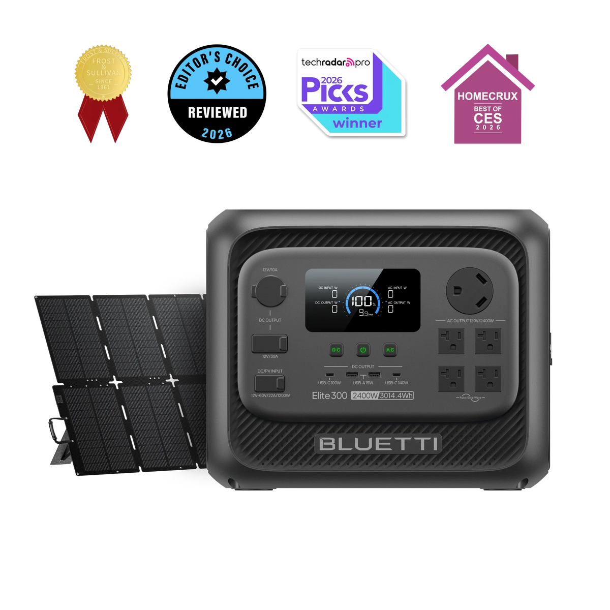 BLUETTI Elite 300 power station with one 500W solar panel
