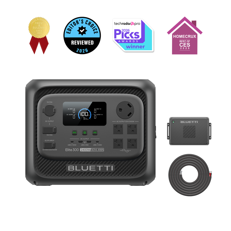 BLUETTI Elite 300 power station with Charger 2 alternator charger