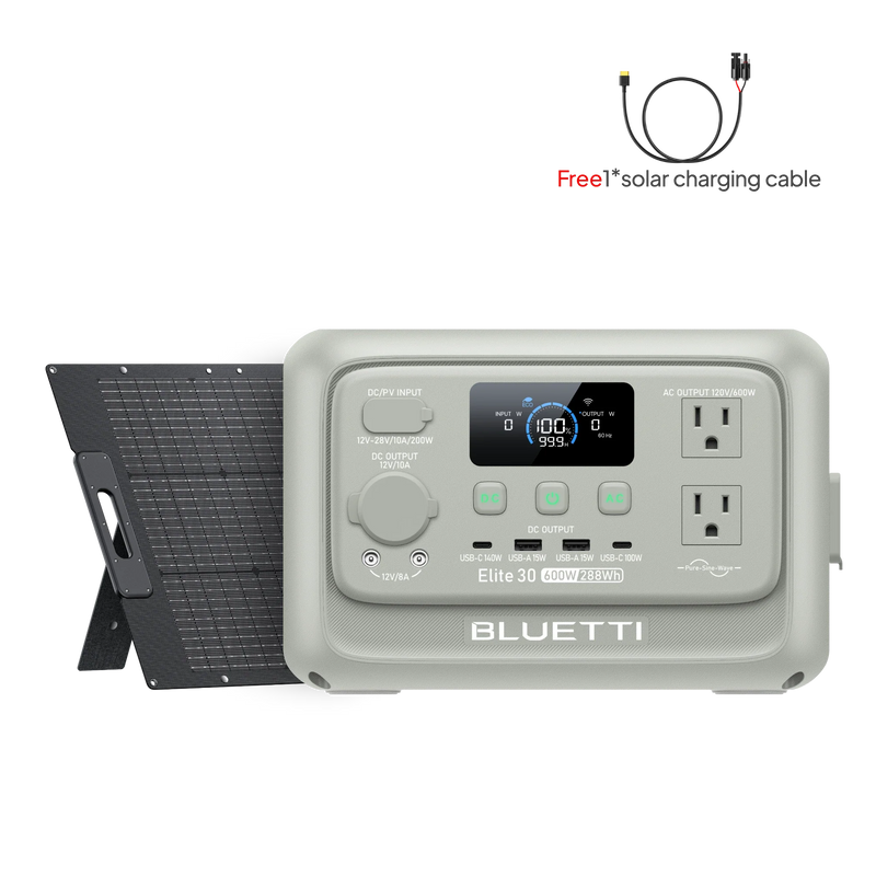 BLUETTI Elite 30 V2 Light Sand Grey with 100W solar panel