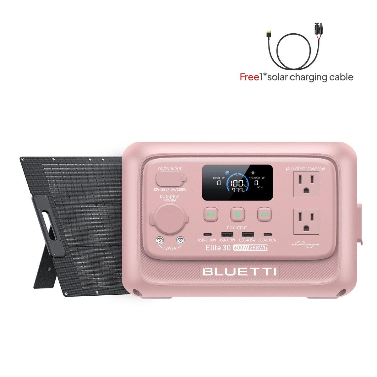 BLUETTI Elite 30 V2 Blush Pink with 100W solar panel