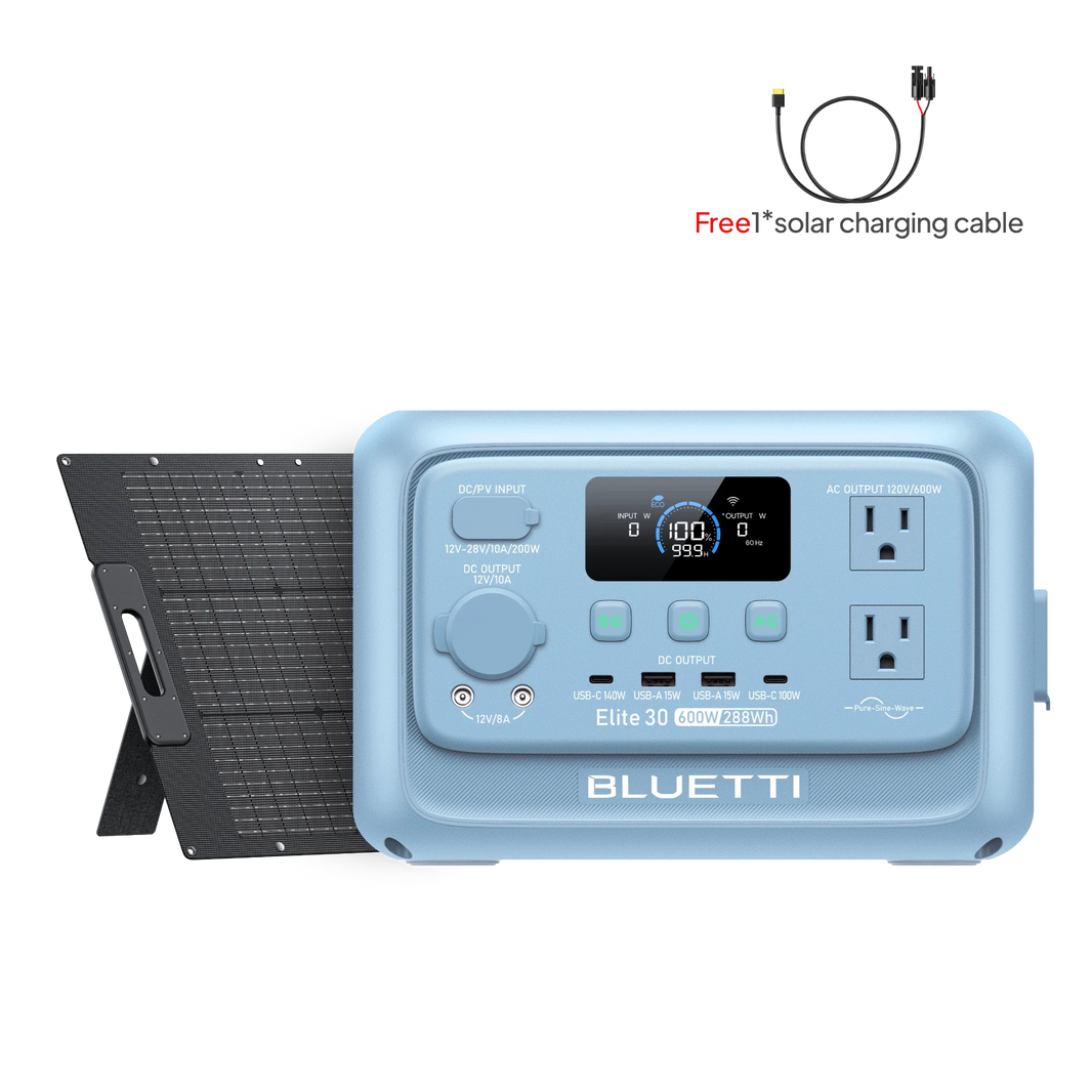 BLUETTI Elite 30 V2 Glacier Blue with 100W solar panel