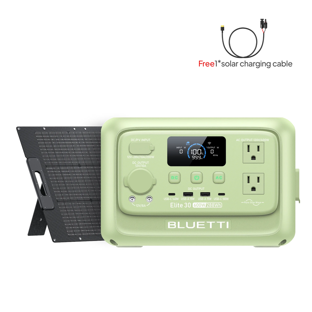 BLUETTI Elite 30 V2 Meadow Green with 100W solar panel