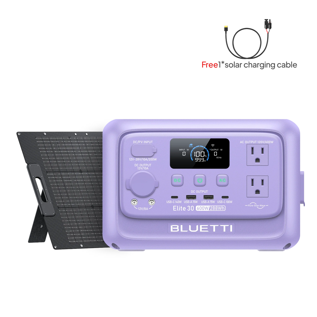 BLUETTI Elite 30 V2 Twilight Glow Purple with 100W solar panel