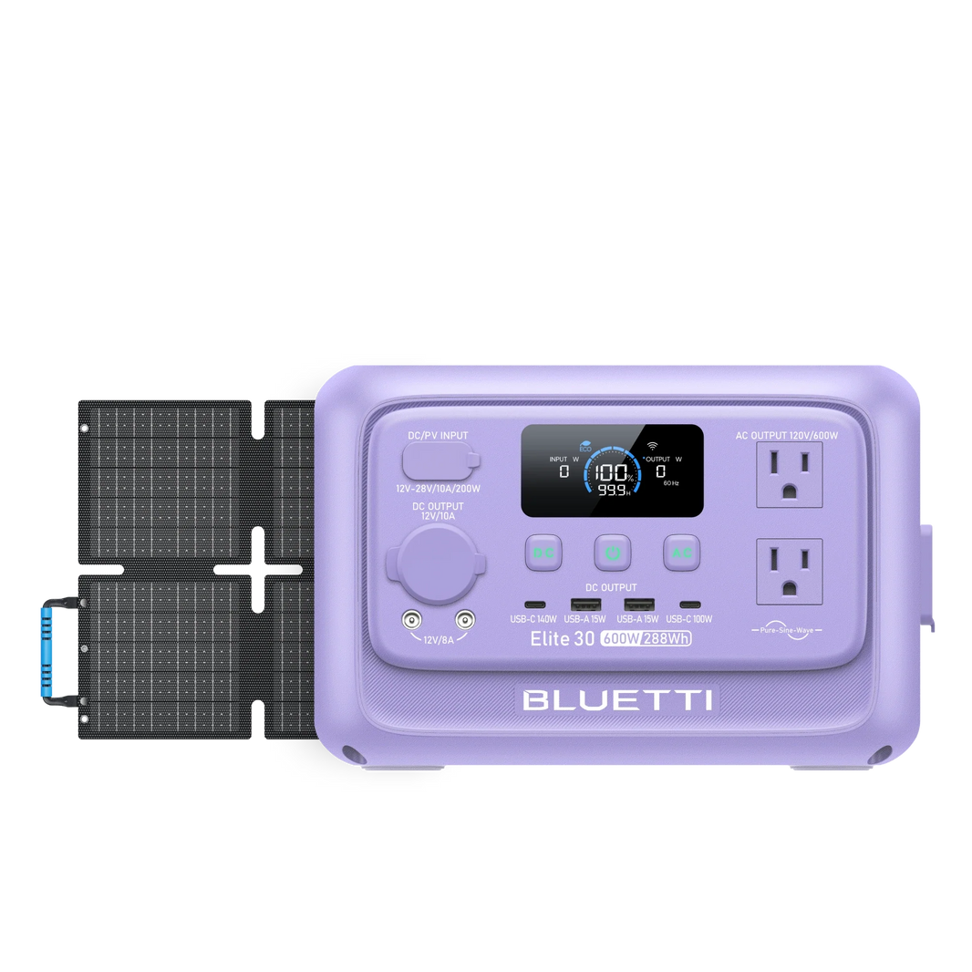 BLUETTI Elite 30 V2 Twilight Glow Purple with 60W solar panel
