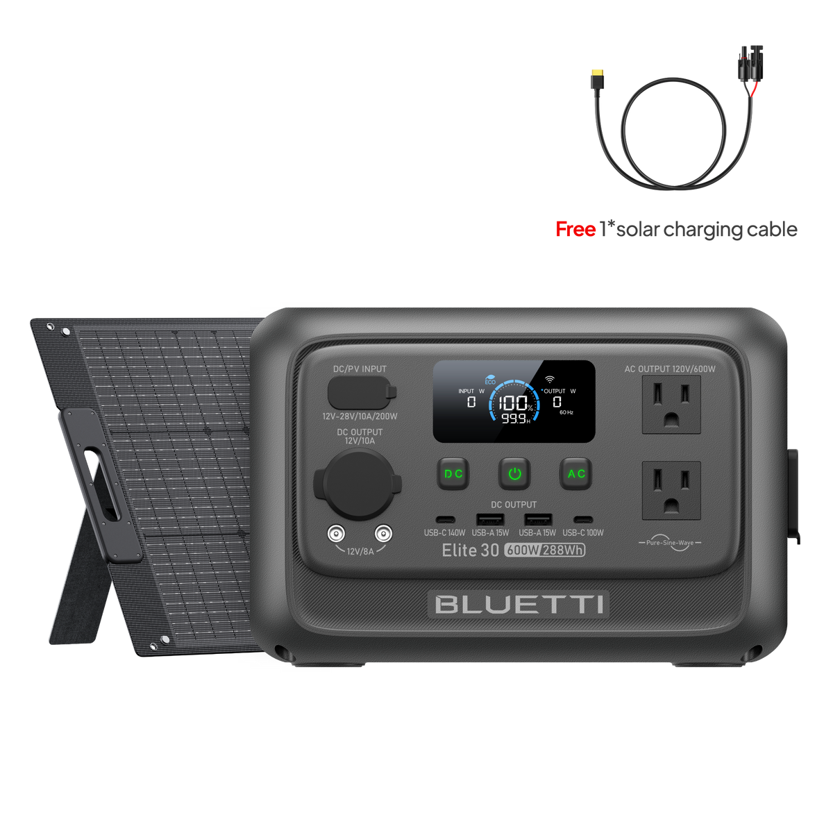 BLUETTI Elite 30 V2 with 100W solar panel