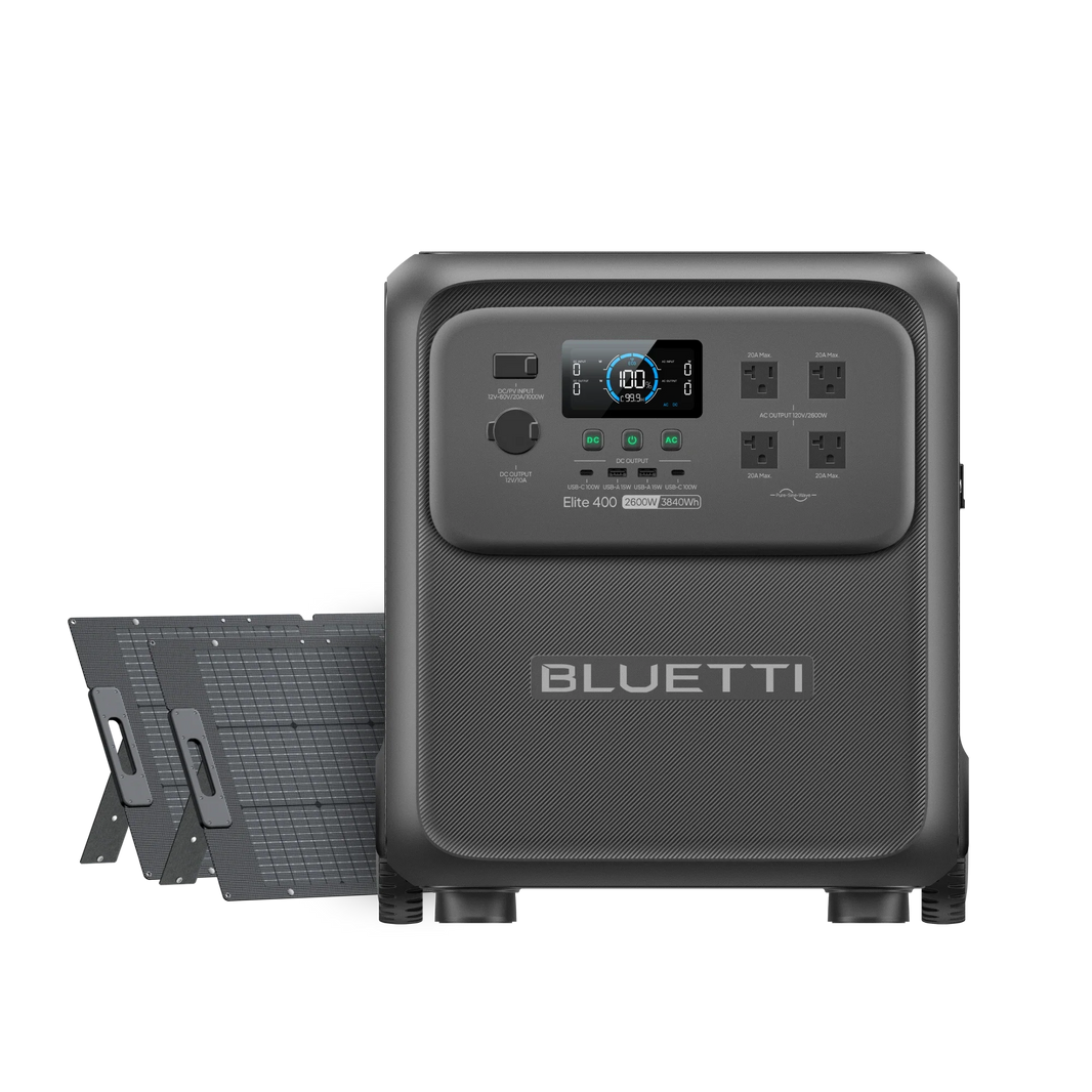 BLUETTI Elite 400 power station with two 200W solar panels
