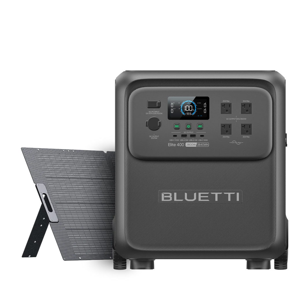 BLUETTI Elite 400 power station with 350W folding solar panel
